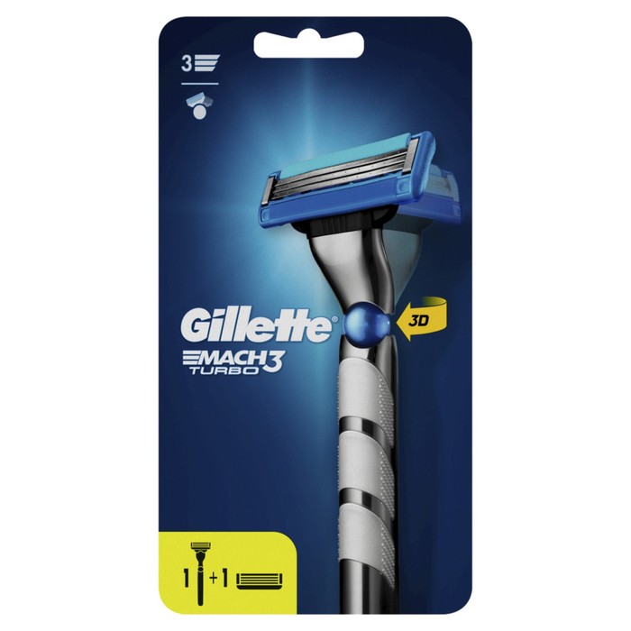 

Бритва Gillette Mach 3 Turbo 3D с 2 сменными кассетами