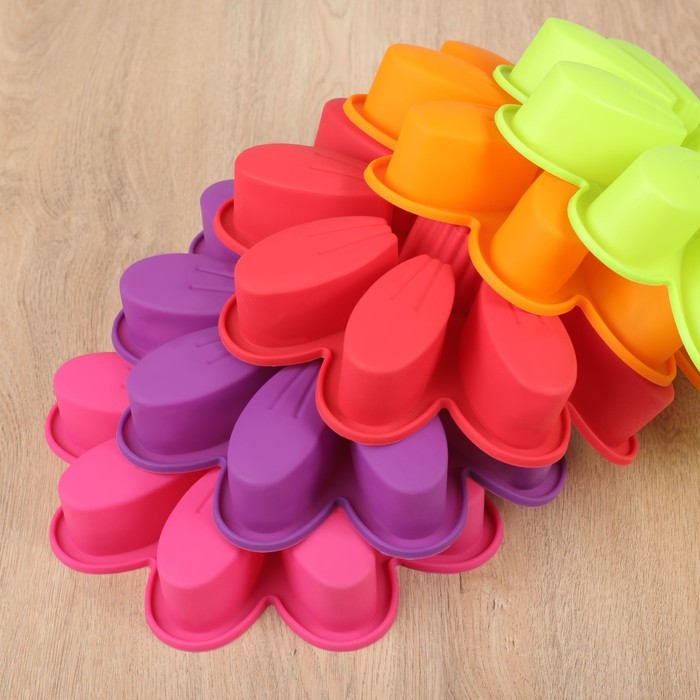 Форма для выпечки "Девятилистник", 10 ячеек, цвета МИКС