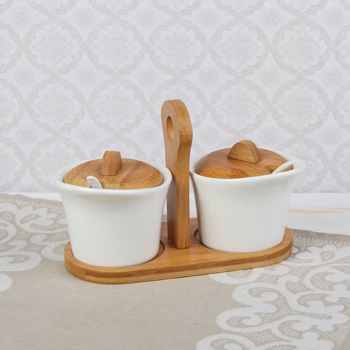 Набор банок для сыпучих продуктов 250 мл "Эстет", 2 шт, на подставке