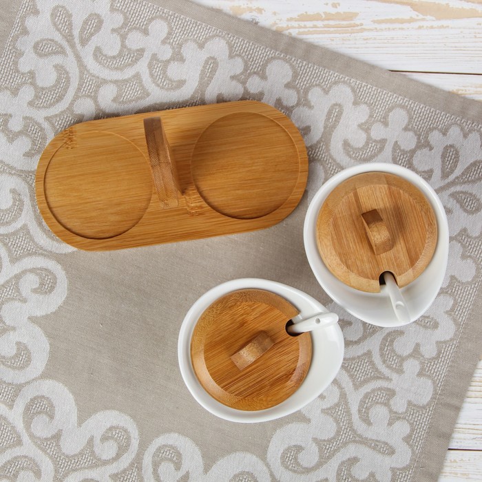 Набор банок для сыпучих продуктов 250 мл "Эстет", 2 шт, на подставке