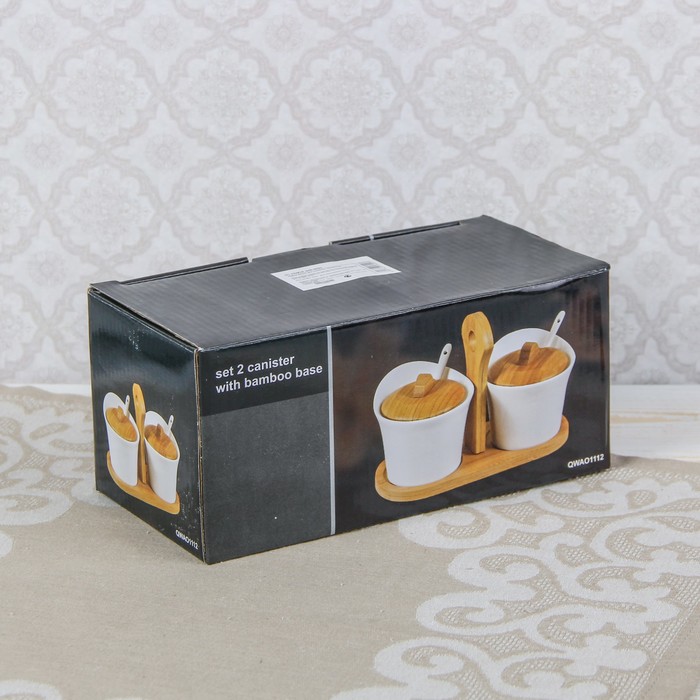 Набор банок для сыпучих продуктов 250 мл "Эстет", 2 шт, на подставке