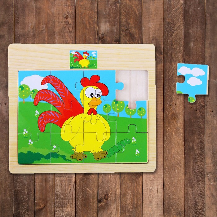 Пазл малый "Петушок", 12 элементов