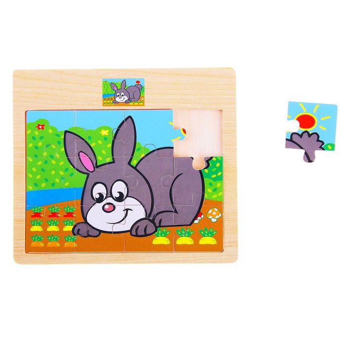 Пазл малый "Зайка в огороде", 12 элементов