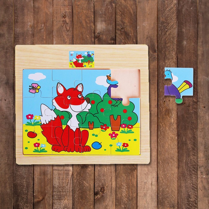 Пазл малый "Лиса и птичка", 12 элементов