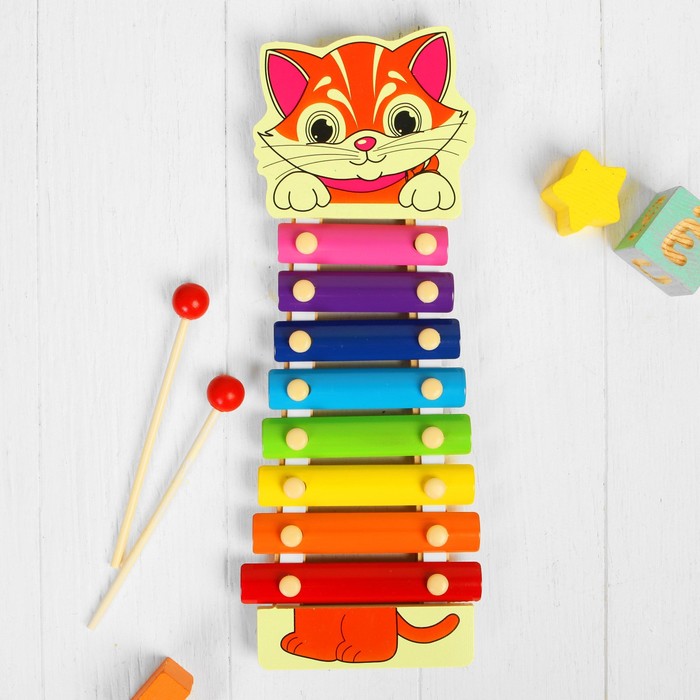 Игрушка музыкальная Металлофон "Милый котик", 8 тонов