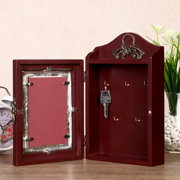 Ключница с фоторамкой 10х15 см "Цветные пузыри" со стразами