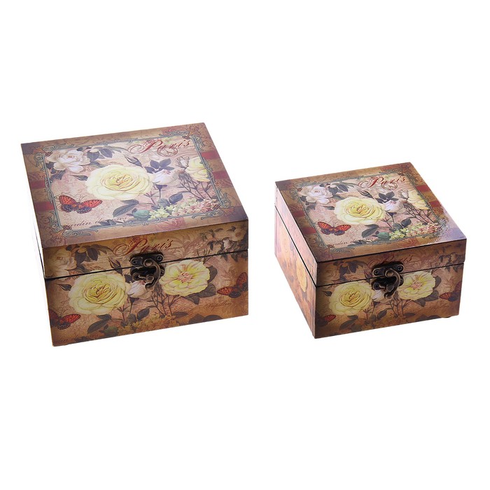 Шкатулка лак "Сад" набор 2 шт.