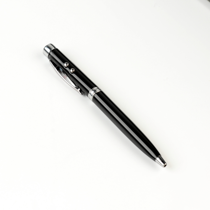 фото Фонарик-ручка с лазером карманный, 2 диода, цвета микс
