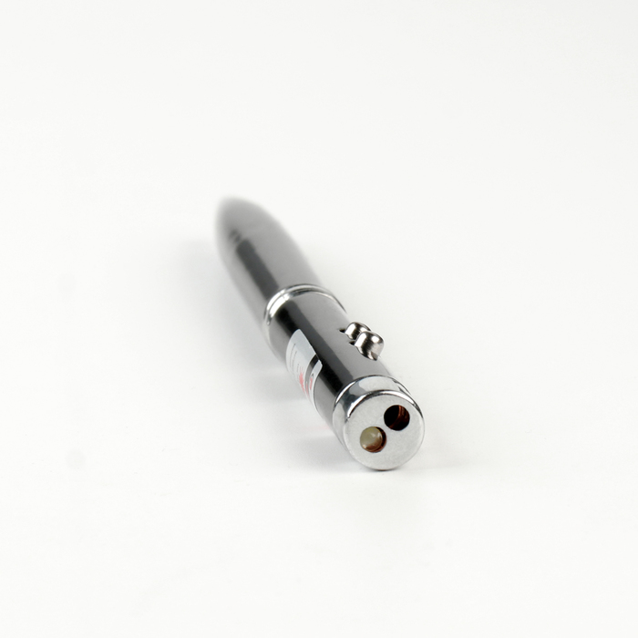 фото Фонарик-ручка с лазером карманный, 2 диода, цвета микс