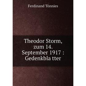

Книга Theodor Storm, zum 14. September 1917: Gedenkblätter