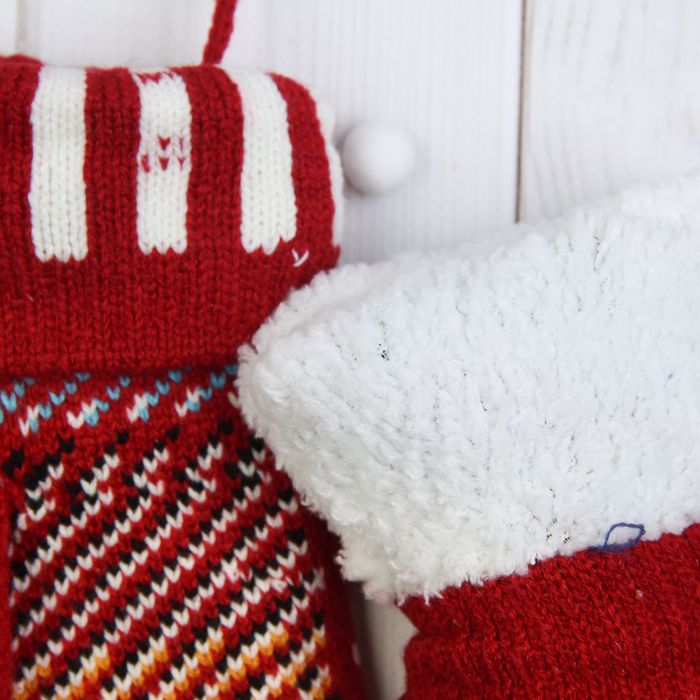 Варежки с подкладом женские "Ромашка", размер 18 (р-р произв. L-23 см), цвет красный 53905