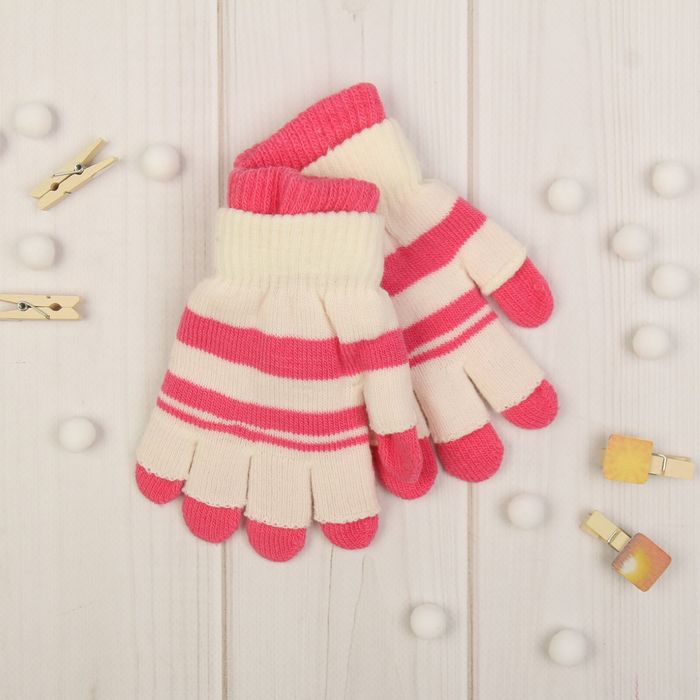 Перчатки двойные детские "Ассорти", размер 18 (р-р произв. L-14 см), цвет МИКС 53898