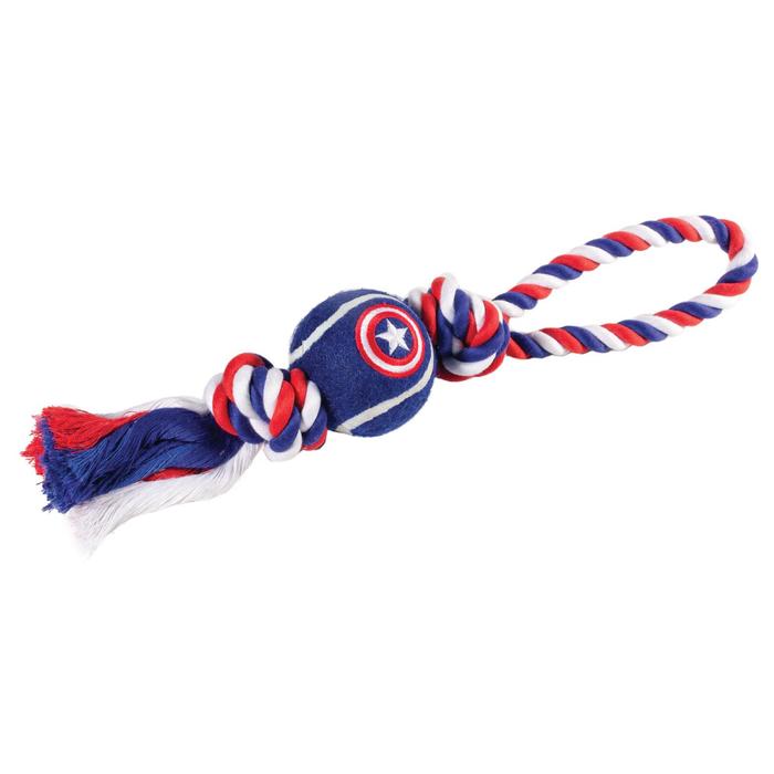 фото Игрушка для собак triol marvel "капитан америка. верёвка и мяч", 7 х 35 см triol-disney