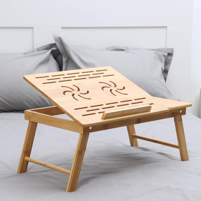 столик поднос для завтрака со складными ножками 50×30×7 4 см Поднос-столик для ноутбука со складными ножками, 55,5×32,5×22 см, бамбук