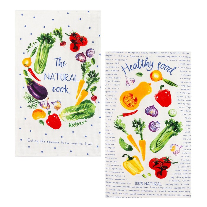 фото Набор кухонных полотенец доляна "the natural cook", 35х60см-2шт, 100% хлопок
