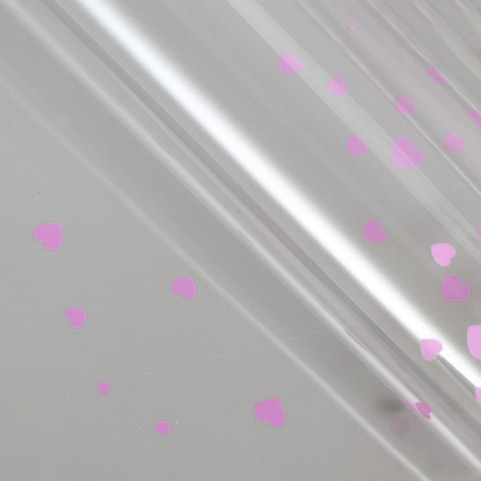Плёнка прозрачная Сердечки, цвет фиолетовый, 60 х 60 см