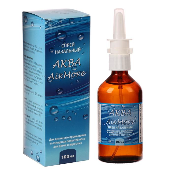 Спрей назальный АКВА Air More 100мл. флакон тёмного стекла с насадкой-распылитель для назаль