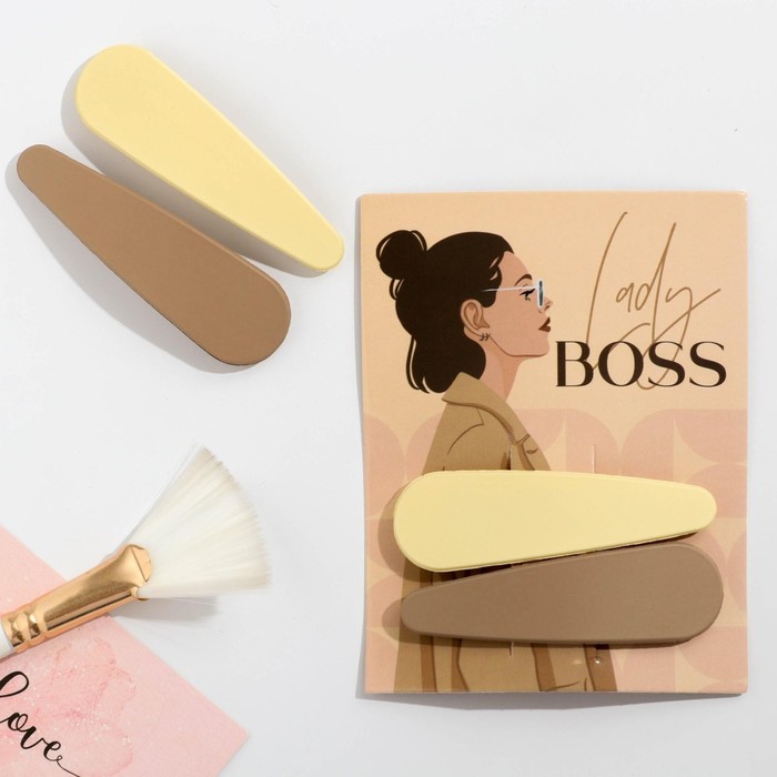 фото Набор цветных заколок для волос "lady boss", 2 шт, размер 7 x 2 см art beauty