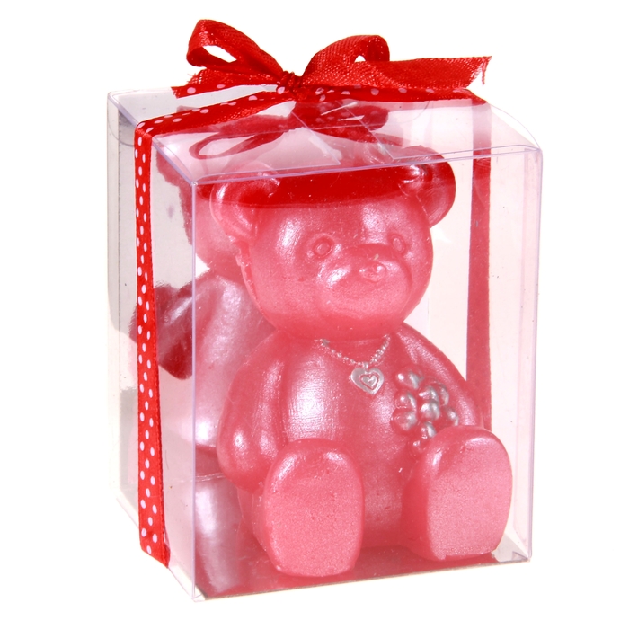 Свеча восковая "Мишка", цвет красный