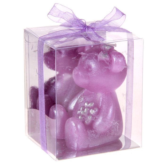 Свеча восковая "Мишка", цвет сиреневый