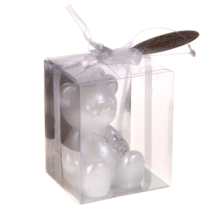 Свеча восковая "Мишка", цвет белый