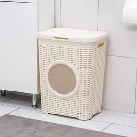 

Корзина для белья с крышкой «Ротанг», 40 л, 37×29×48 см, с иллюминатором, цвет слоновая кость