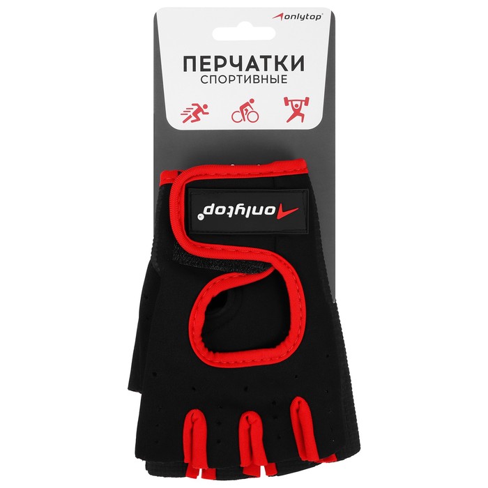 Перчатки для фитнеса ONLITOP, размер M, неопрен, цвет чёрный/красный
