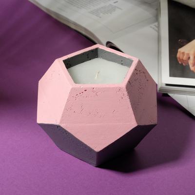 Свеча в подсвечнике «Розовый и серый», 12 х 8,5 см
