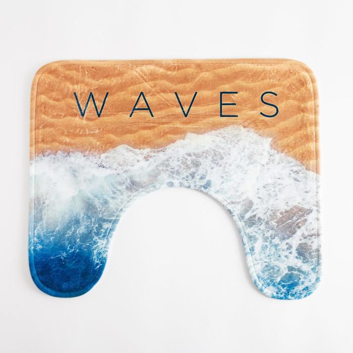фото Коврик для ванной этель "waves", 50х40 см, велюр