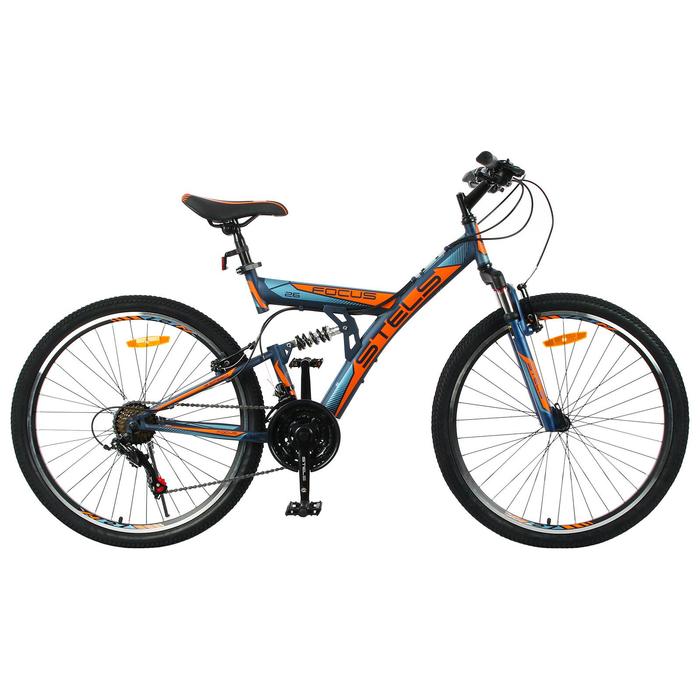 фото Велосипед 26" stels focus v, v030, цвет темно-синий/оранжевый, размер 18"