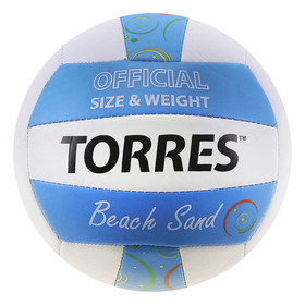 

Мяч волейбольный Torres Beach Sand Blue, V30095B, размер 5, TPU, машинная сшивка