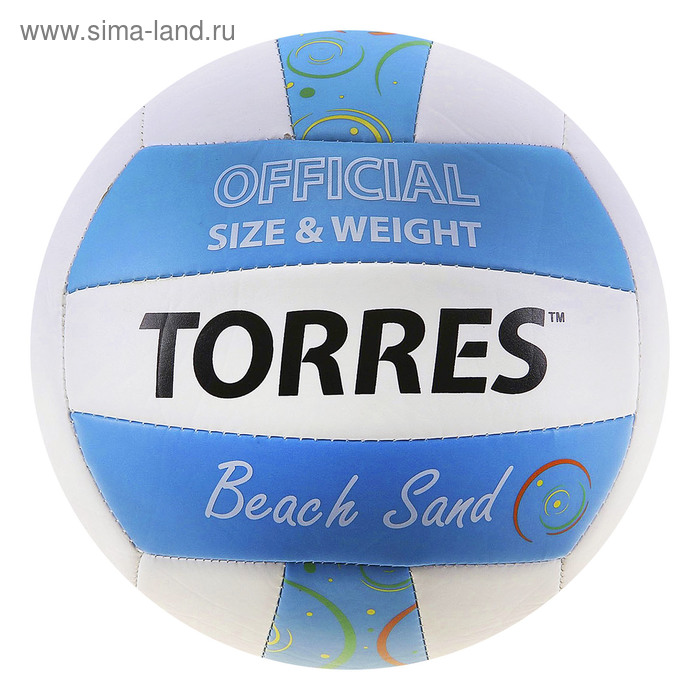 фото Мяч волейбольный torres beach sand blue, v30095b, размер 5, tpu, машинная сшивка
