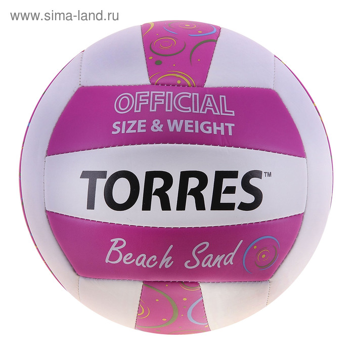 фото Мяч волейбольный пляжный torres beach sand pink, v30085b, размер 5, tpu, машинная сшивка