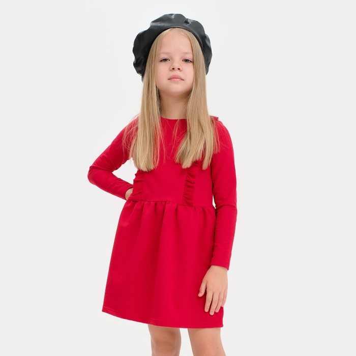 Платье для девочки с рюшей KAFTAN Basic line, размер 30 (98-104), цвет красный