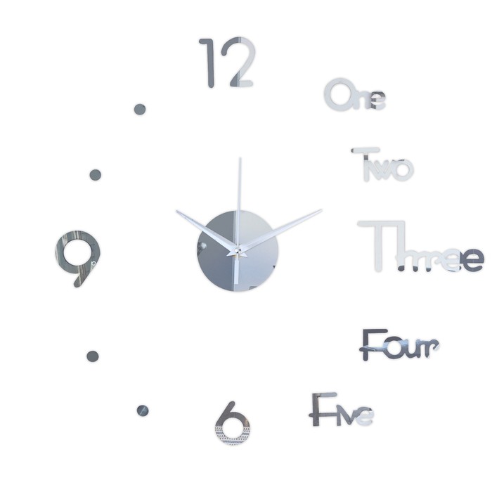 Часы - наклейка "Биенн", d=45 см, плавный ход, сек.стрелка 13 см, серебро
