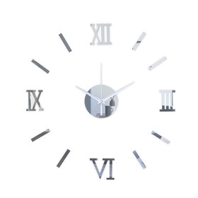 Часы - наклейка 'Давис', d= 45 см, сек. стрелка 12 см, плавный ход, серебро Ош