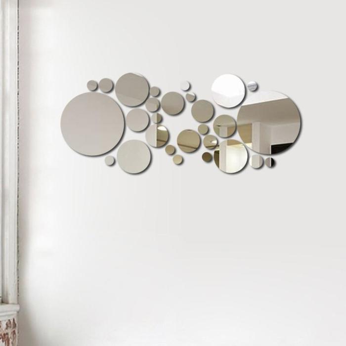 фото Декор настенный "пузырьки", из акрила, зеркальный, 32 элемента, d от 2 до 15 см