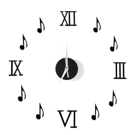 Часы-наклейка "Ноты", d=45 см,  сек. стрелка 12 см, чёрные