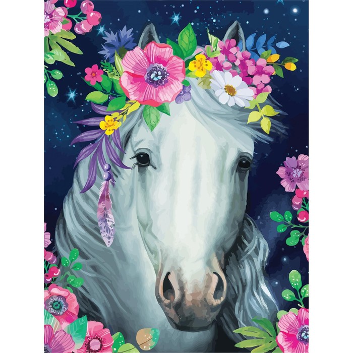 

Алмазная мозаика на подрамнике 30x40 с частичным заполнением «Лошадь»