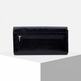 

Кошелёк женский, 4 отдела на клапане, цвет чёрный