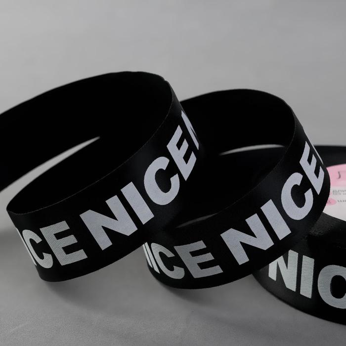 

Лента атласная «Nice», 25 мм × 23 ± 1 м, цвет белый/чёрный
