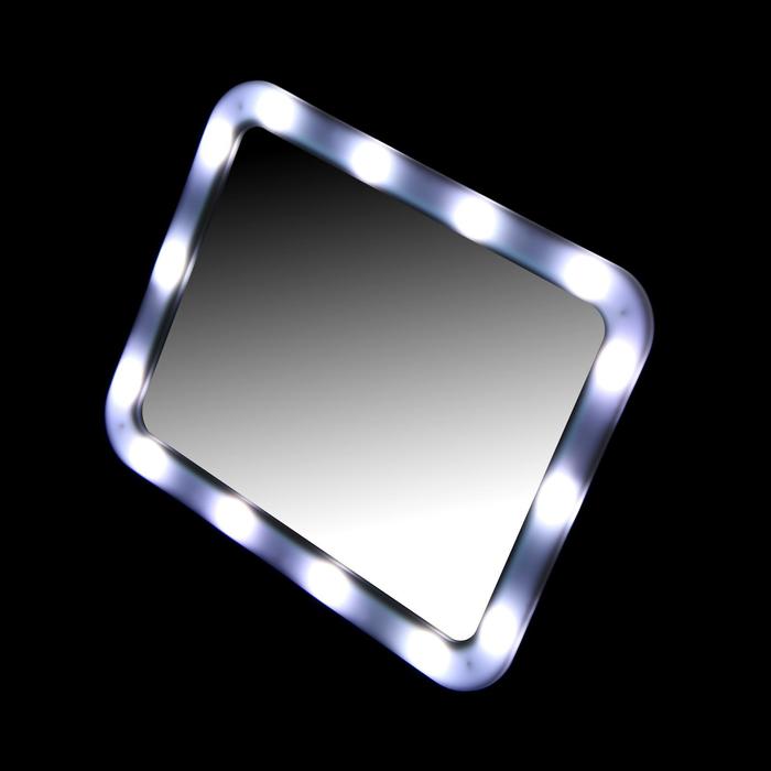 фото Зеркало luazon kz-01, подсветка, настольное, 14 диодов, 4хаа (не в комплекте), белое luazon home