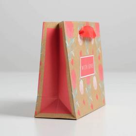 

Пакет крафтовый горизонтальный With love, S 15 × 12 × 5.5 см