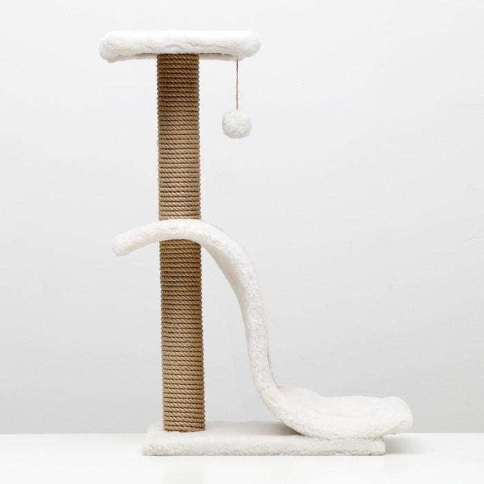 

Когтеточка "Волна" с площадкой, джут, ковролин, 42 х 25 х 74 см, светло-бежевый
