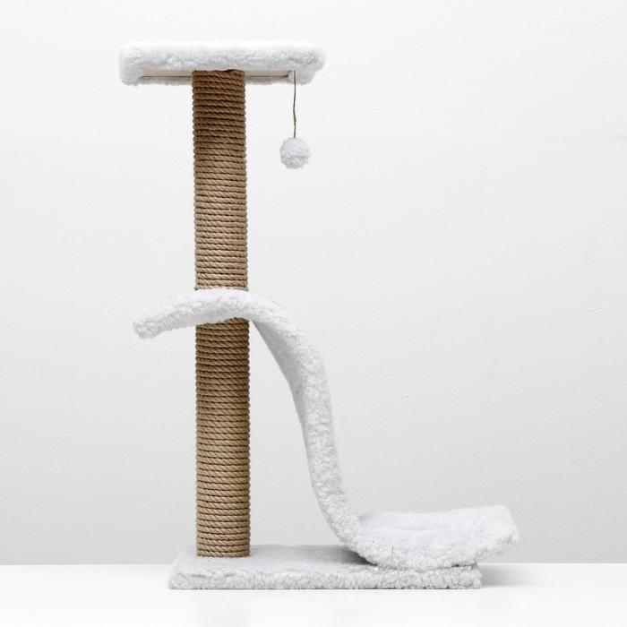 

Когтеточка "Волна" с площадкой, джут, ковролин, 42 х 25 х 74 см, светло-серый