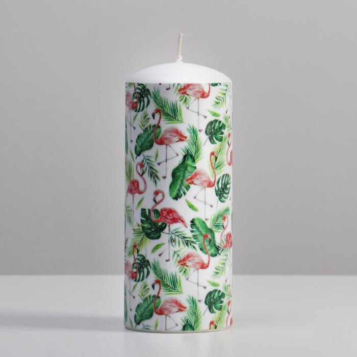 Свеча - цилиндр Фламинго, 8х20 см, белый свеча bertek сlassic колонна бежевый 8х20 см