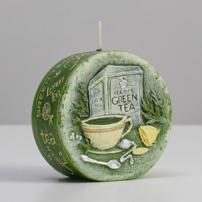 фото Свеча фигурная "зеленый чай диск", 4х9,5 см, зеленый rak trend decor candle