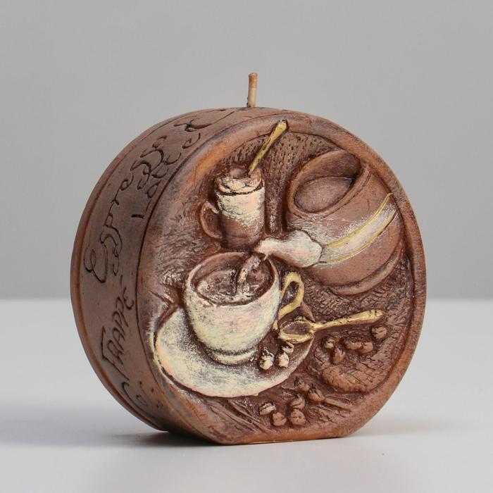 фото Свеча фигурная "кофе диск", 4х9,5 см, коричневый rak trend decor candle