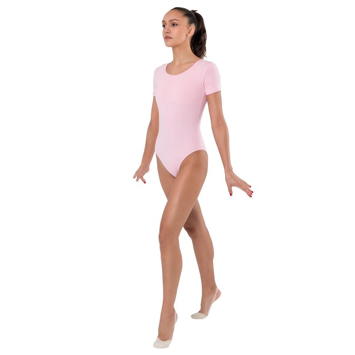 фото Купальник гимнастический grace dance, с коротким рукавом, р. 40, цвет розовый