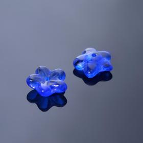 

Бусина стеклянная, 8*3мм, Pгeciosa, цветок, цвет синий (набор 2шт)
